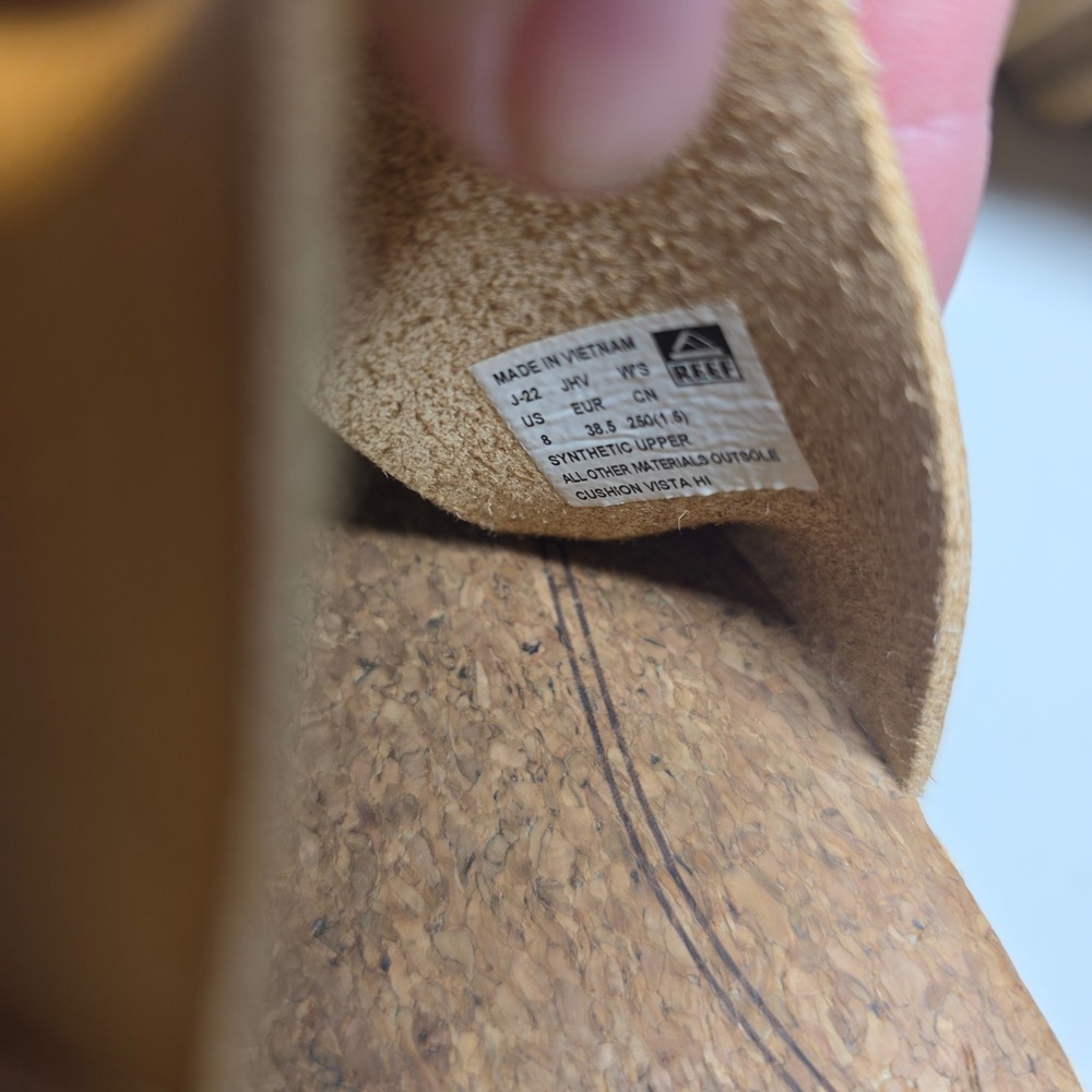 Reef Cushion Vista Hi Platform Sandals Tan Woven Straps Womens Size 8 J-22 JH-V - Picture 4 of 8